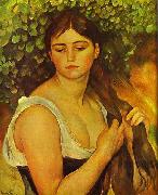 Pierre-Auguste Renoir Girl Braiding Her Hair Spain oil painting artist